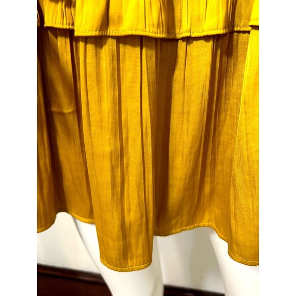 Anthropologie Top M Honey Yellow Tiered Sleeveless Ruffles Boho Keyhole A-Line - Picture 13 of 15